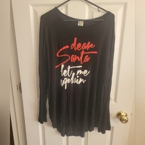 Colorbear Deer Santa Black Graphic Long Sleeve Top